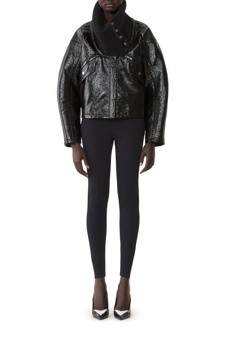 Short Vinyl Coat, Alternate, color, Black