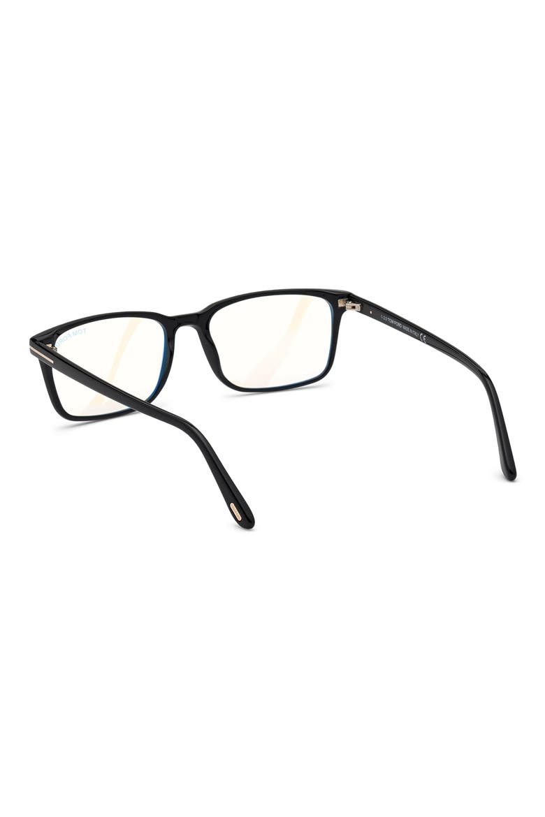 54mm Rectangular Blue Light Blocking Glasses, Alternate, color, BLACK ROSE GOLD / T LOGO