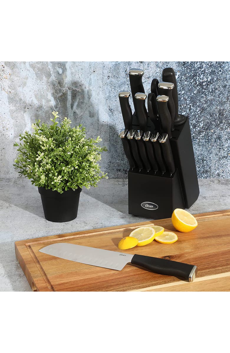 OSTER Langmore 15 Piece Stainless Steel Blade Cutlery Set, Alternate, color, Black