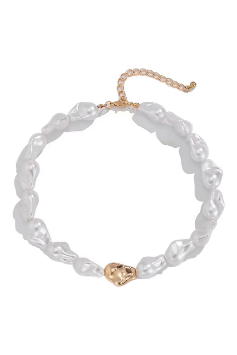 Ansley Faux Pearl Necklace, Main, color, GOLD