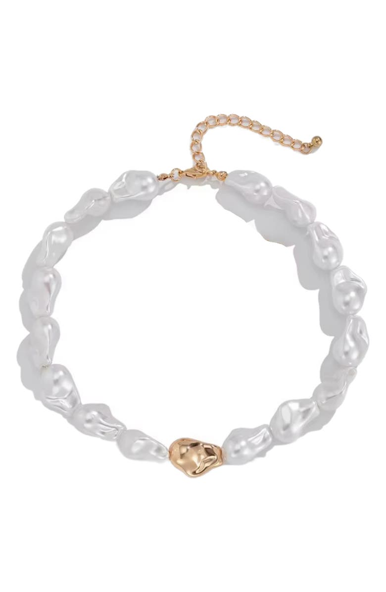 MacRae & Co. Ansley Faux Pearl Necklace, Main, color, Gold