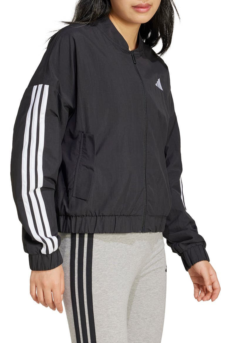 3-Stripes Woven Bomber Jacket, Alternate, color, BLACK/ WHITE