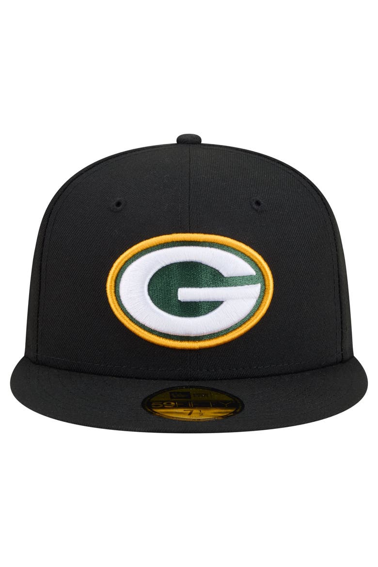Men's New Era Black Green Bay Packers 59FIFTY Fitted Hat, Alternate, color, Black