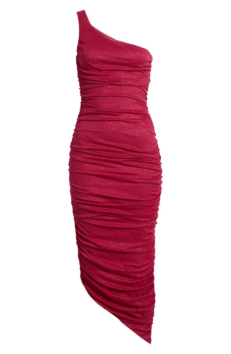 Jump Apparel Ruched One-Shoulder Midi Dress, Alternate, color, 