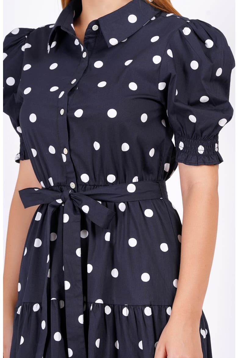 Octavia Puff Sleeve Shirt Dress, Alternate, color, Small Polka Black White