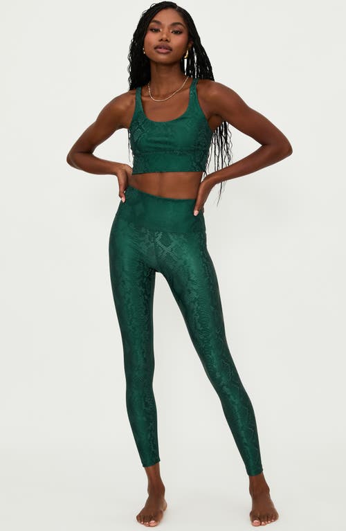 Beach Riot Piper High Waist Faux Leather Leggings In Pine Python Green In Green
