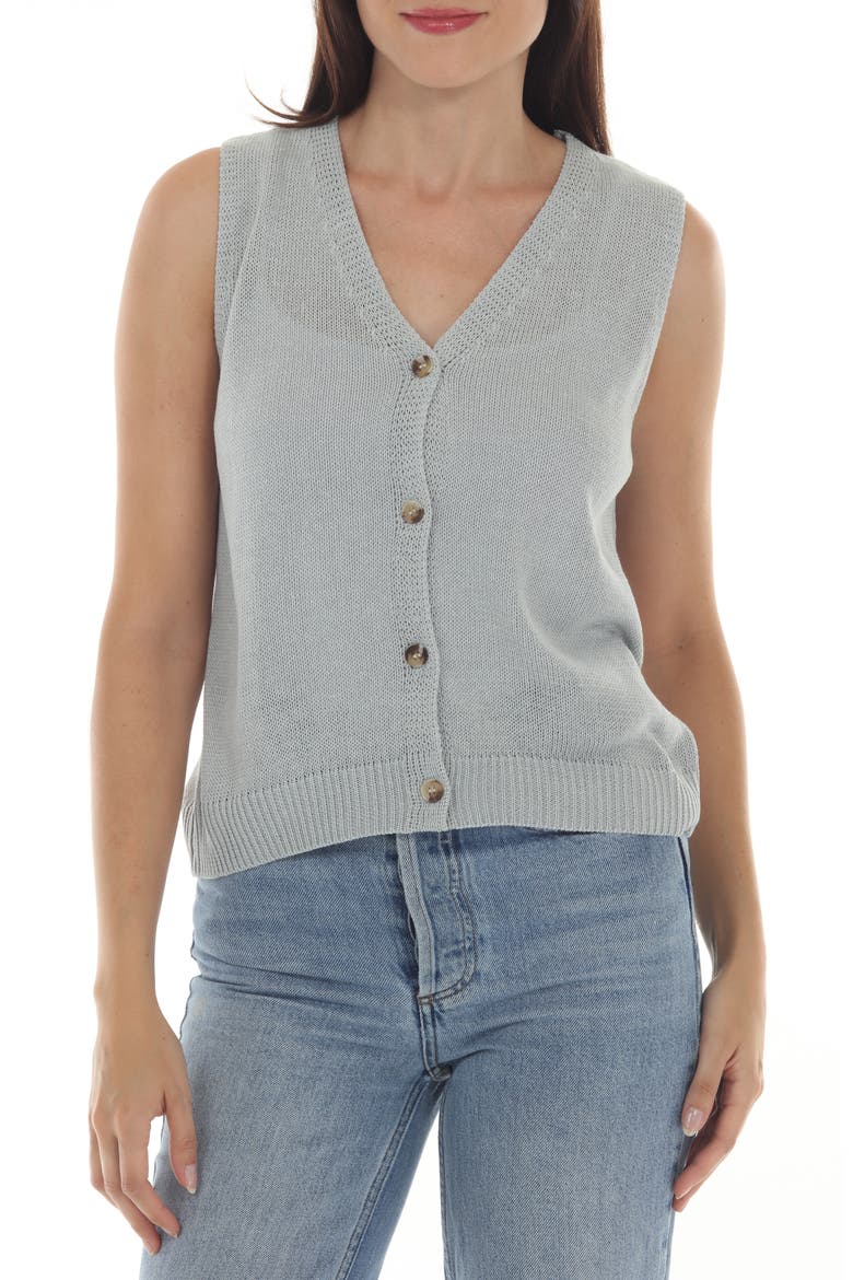 V-Neck Buttoned Vest, Main, color, BLUE