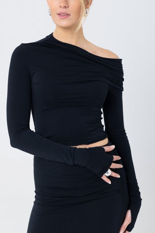 Lo+jayne The Asymmetrical Micro Modal Drape Shoulder Top
