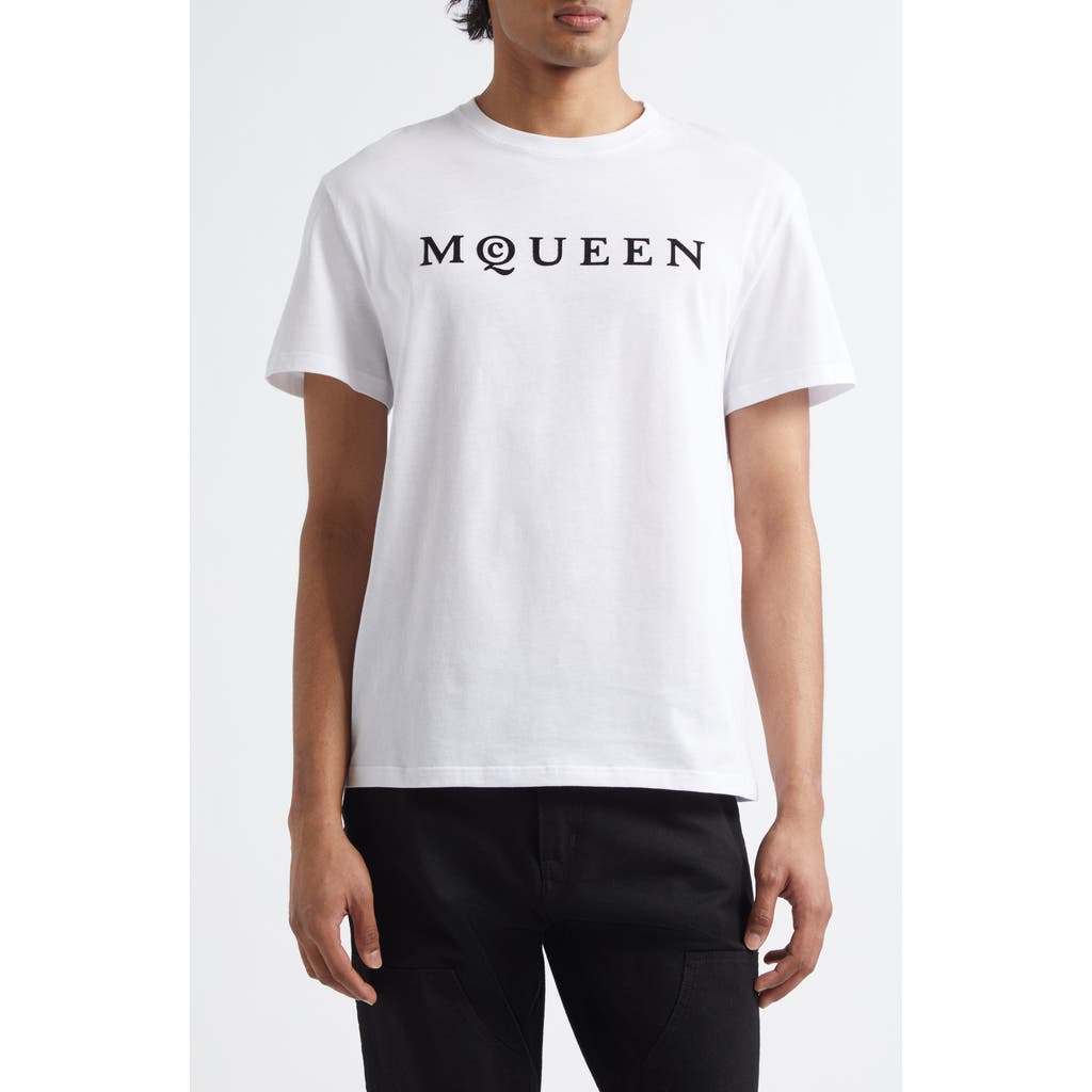 Alexander Mcqueen Logo Cotton T-shirt In White/black