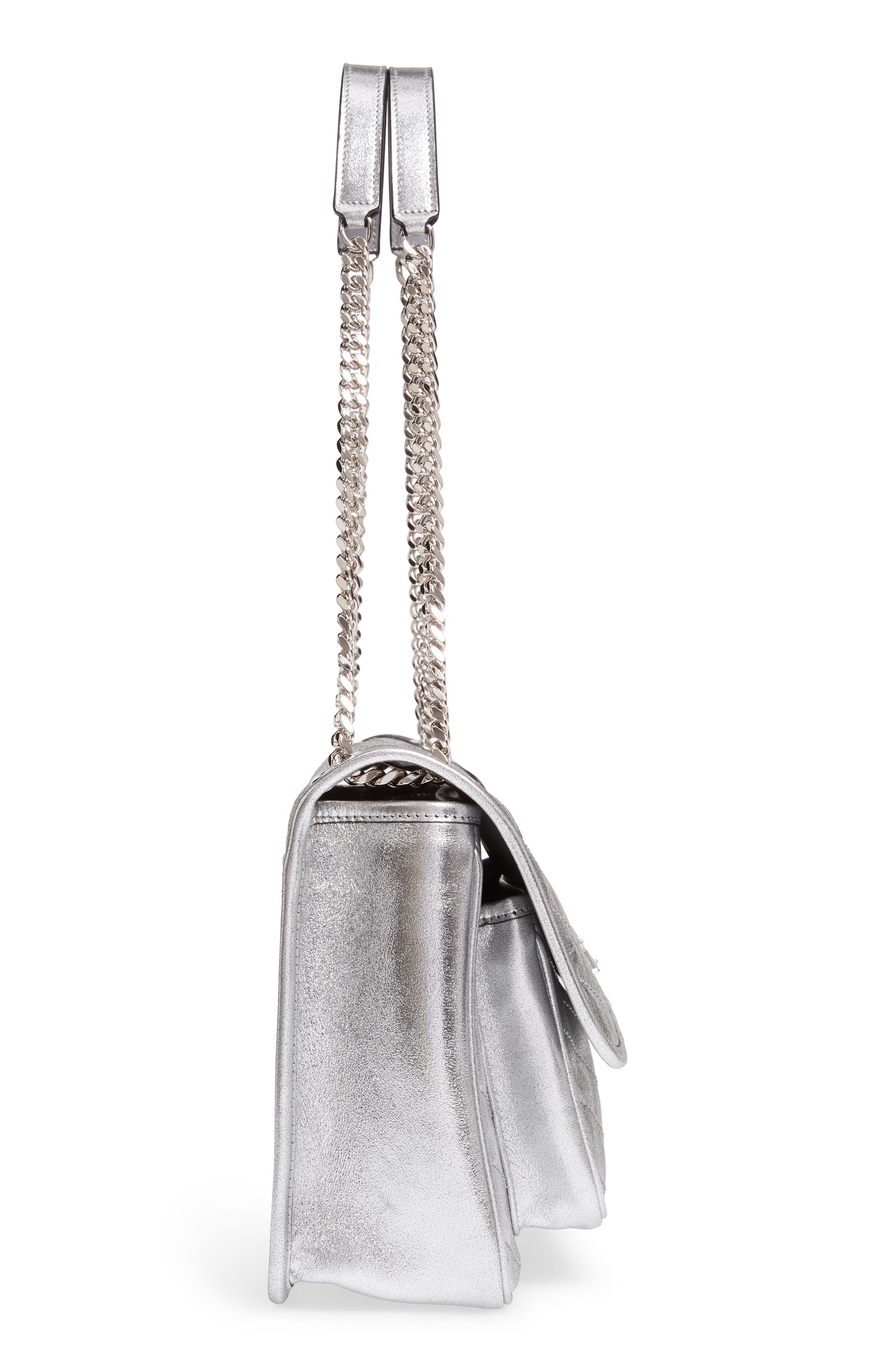 Medium Niki Leather Shoulder Bag, Alternate, color, SILVER
