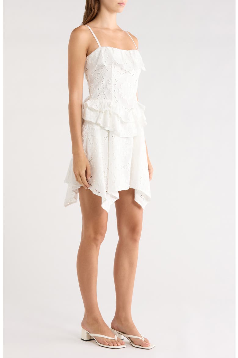 Ruffle Handkerchief Hem Cotton Broderie Anglaise Sundress, Alternate, color, WHITE