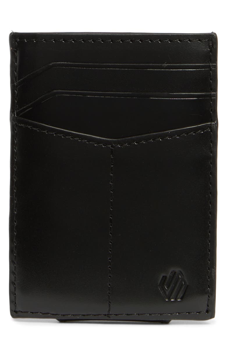 Brushoff Leather Pocket Card Wallet, Main, color, BLACK
