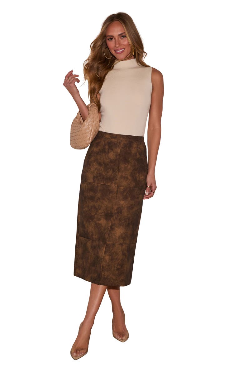 VICI Collection Take Me On Faux Leather Midi Skirt, Alternate, color, 