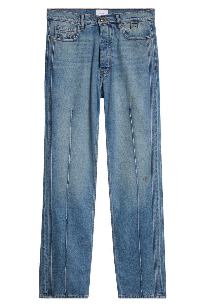 Pintuck Straight Leg Jeans, Alternate, color, DAKAR INDIGO