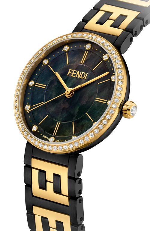 Fendi Two-tone Diamond-embellished Swiss Watch With Folding Clasp In Metallic