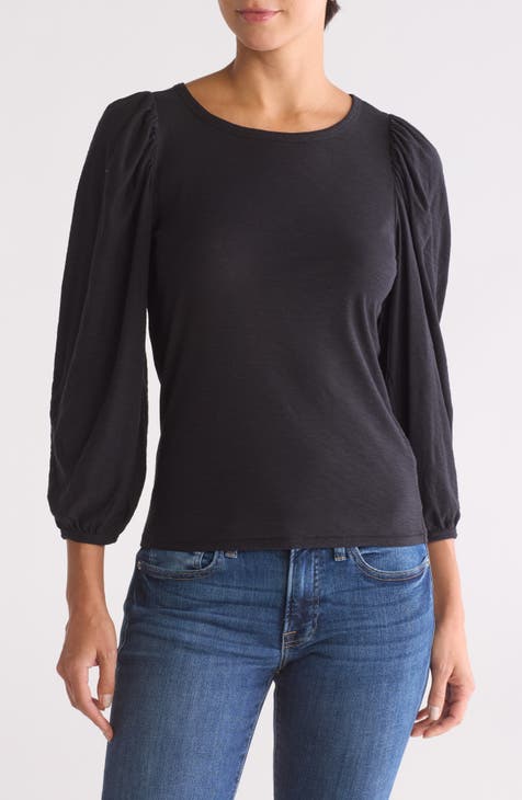 Cecilia Long Balloon Sleeve Pima Cotton Top