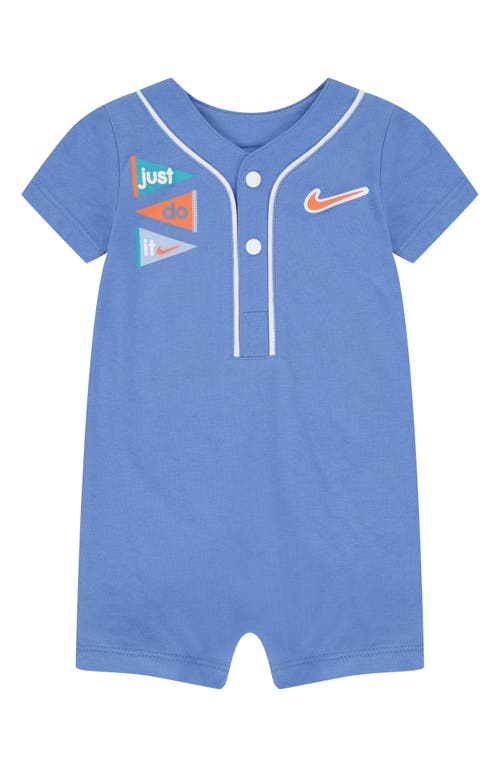Nike Just Do It Henley Romper In Blue Beyond
