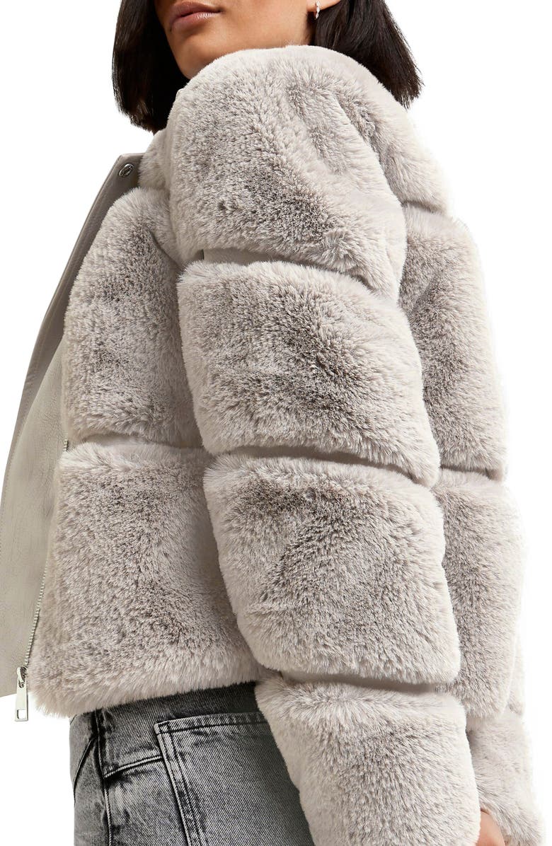 River Island Faux Fur & Faux Leather Moto Jacket, Alternate, color, 