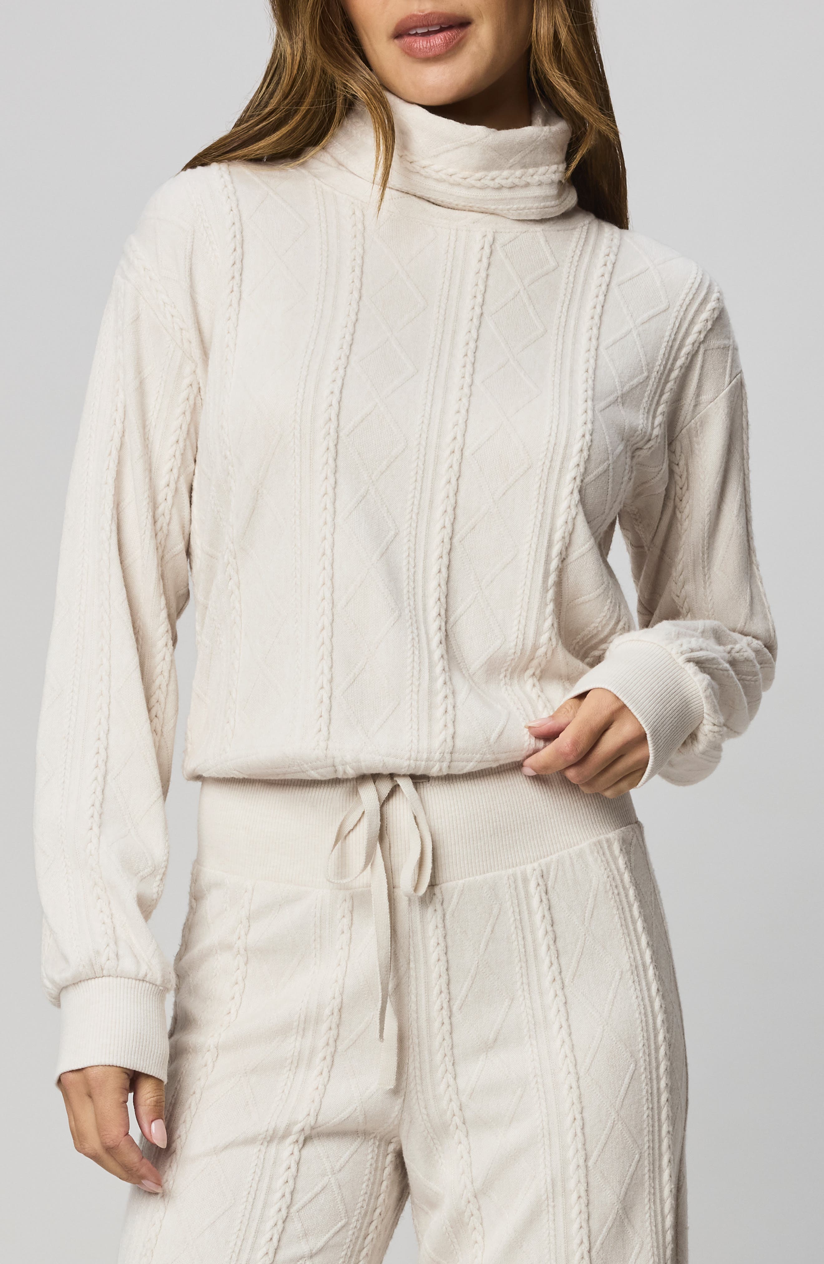 Splendid Cable Lounge Turtleneck Top
