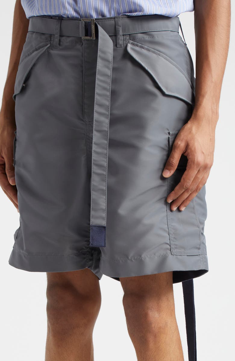 Sacai Nylon Twill Cargo Shorts, Alternate, color, Gray