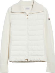 Moncler Mixed Media Quilted Zip Puffer Cardigan