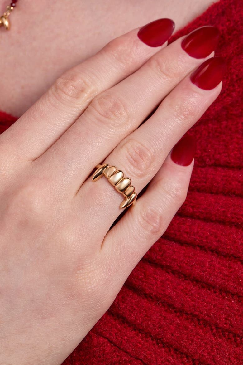 Vampire Teeth Fangs Ring, Alternate, color, Gold