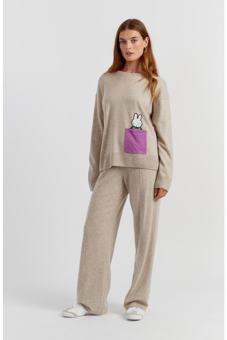 Wool-Cashmere Miffy Peek-Pocket Sweater, Alternate, color, Soft Oat