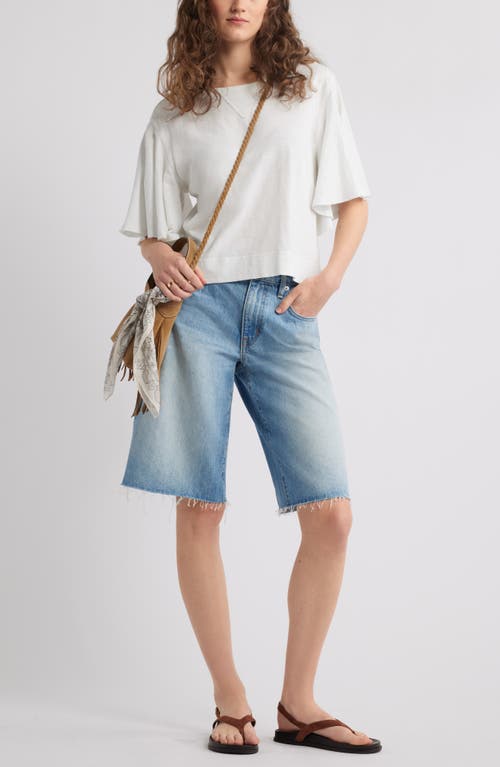 Treasure & Bond Flutter Sleeve Cotton T-shirt In White