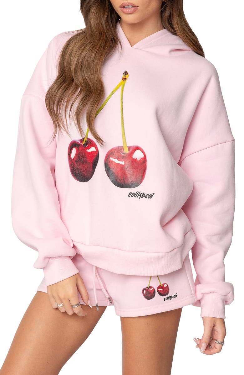 EDIKTED Mon Cheri Oversize Hoodie, Alternate, color, Light-Pink
