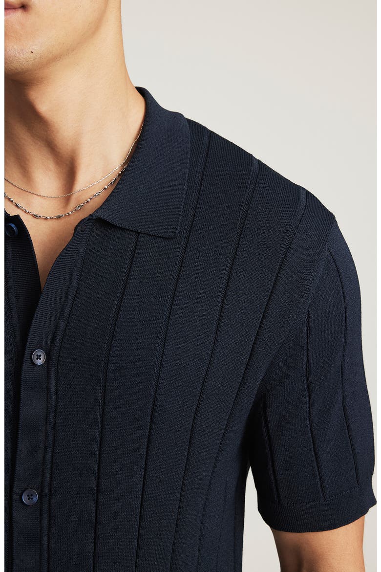 Edition Slim Fit Short Sleeve Knit Button-Up Shirt, Alternate, color, TOTAL ECLIPSE