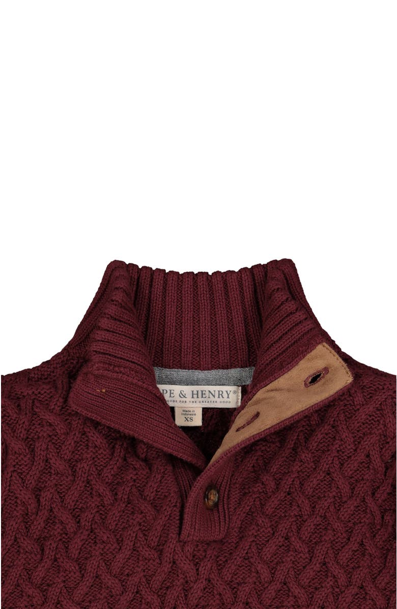 Hope & Henry Baby Boys' Mock Neck Cable Sweater, Infant, Alternate, color, Wine Herringbone