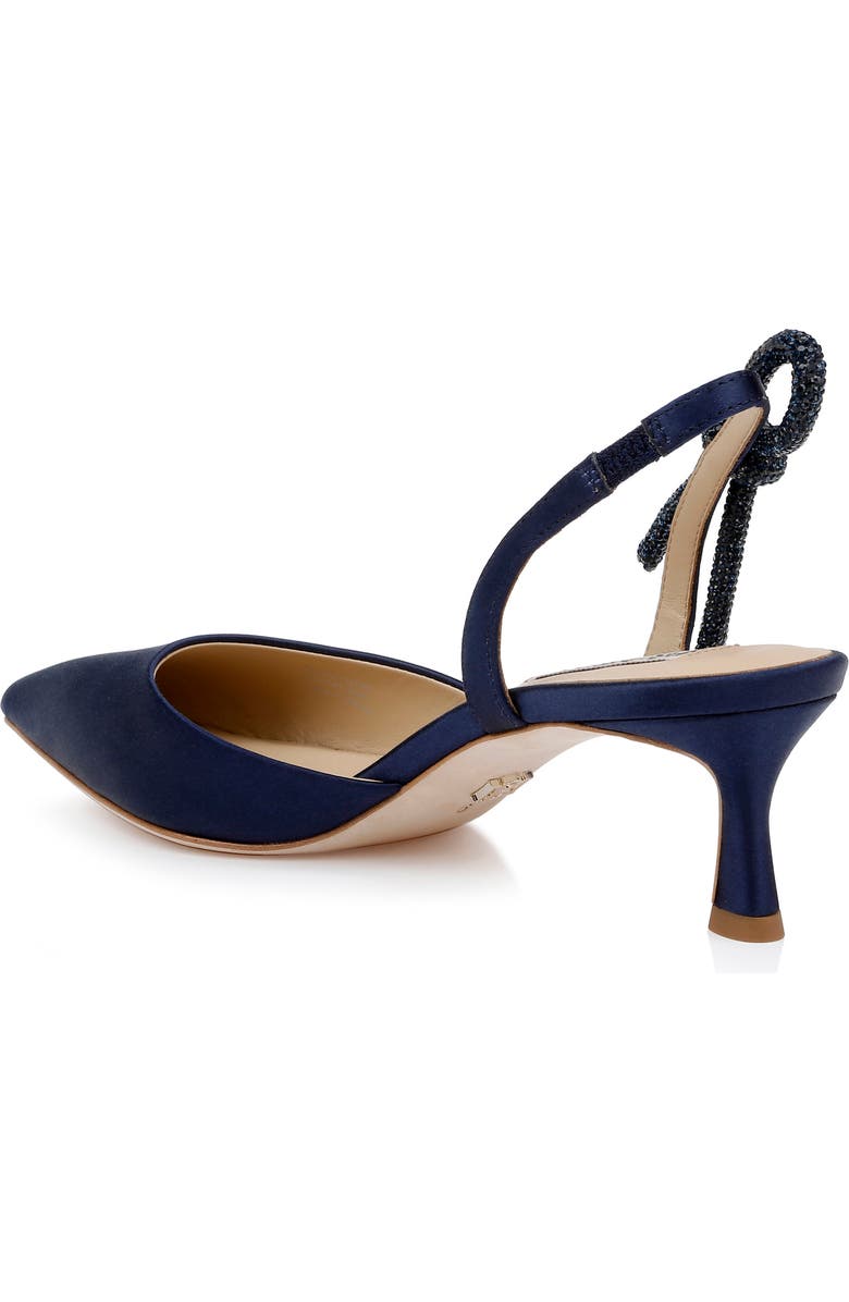 Badgley Mischka Bridal Gentry Slingback Pointed Toe Kitten Heel Pump, Alternate, color, Midnight Satin