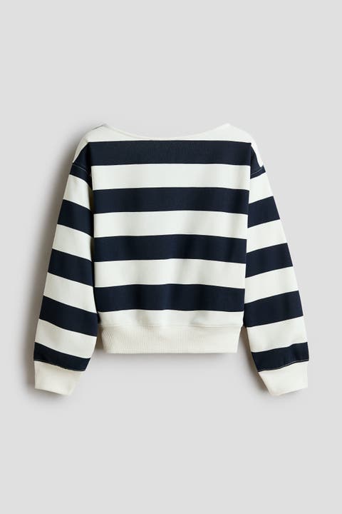 Boat-neck Sweatshirt With Brushed Inside