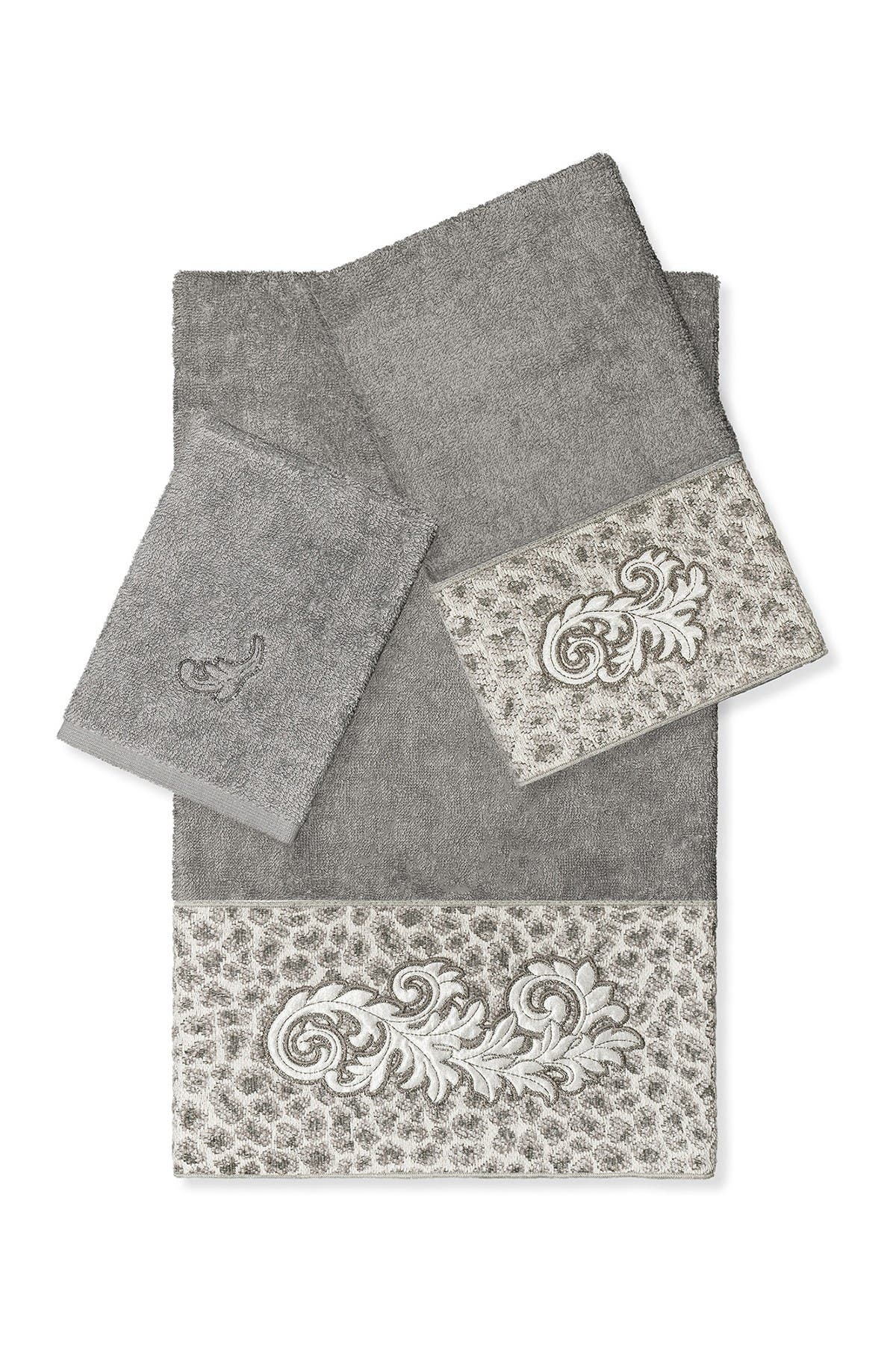 Linum Home Textiles April 3-Piece Embellished Towel - Dark Gray ...