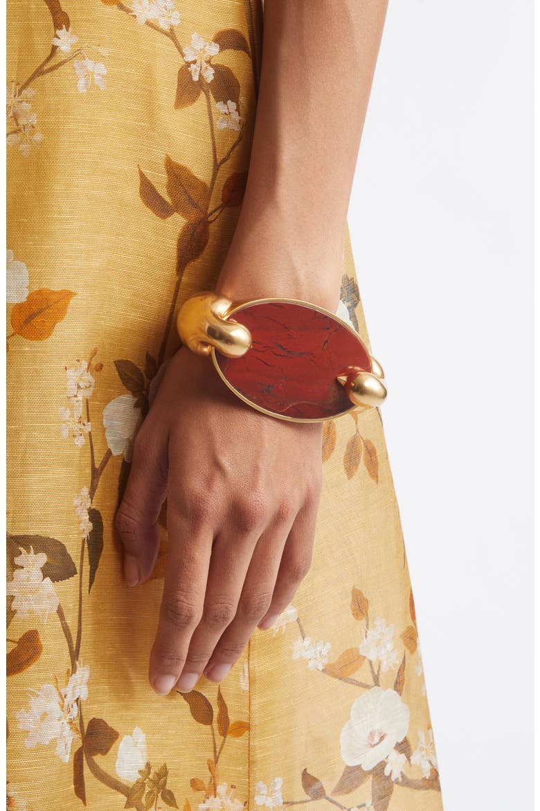 Plume Cuff Bracelet, Alternate, color, GOLD/DARK RED