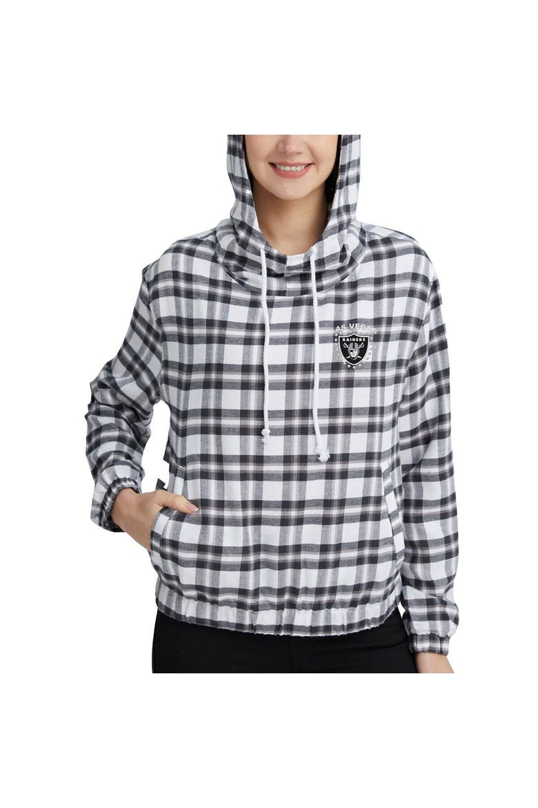Women's Concepts Sport Charcoal/Gray Las Vegas Raiders Sienna Flannel Long Sleeve Hoodie Top, Alternate, color, Charcoal