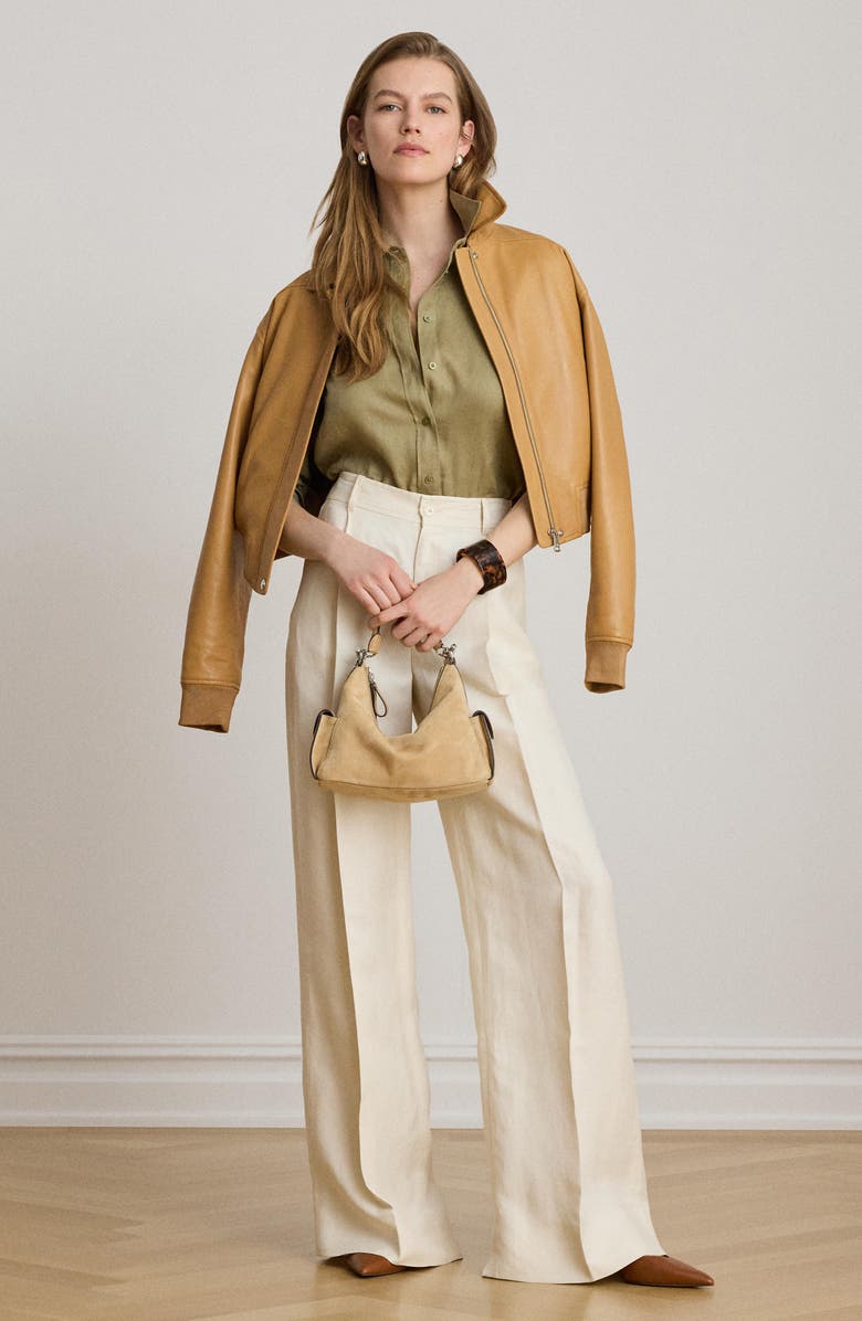 Lauren Ralph Lauren Broono Tissue Linen Button-Up Shirt, Alternate, color, Light Agave Green