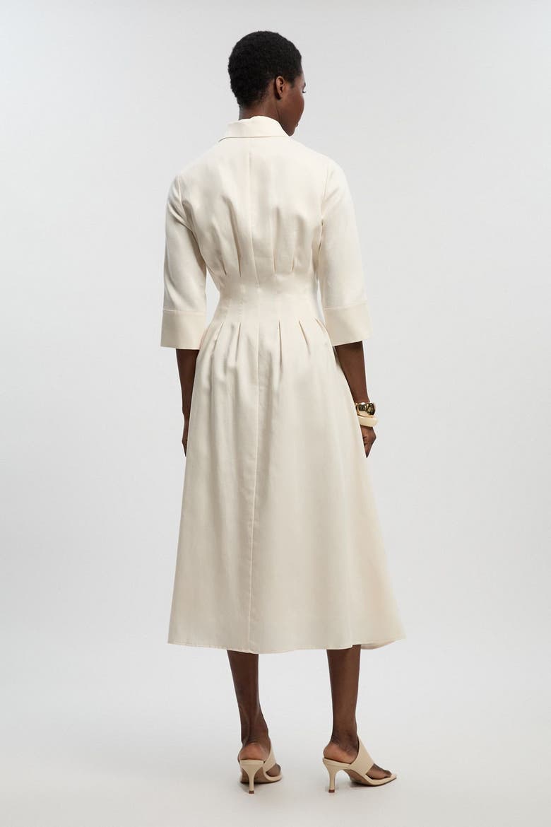 Tailored Linen Darted Waist Midi Dress, Alternate, color, Ivory