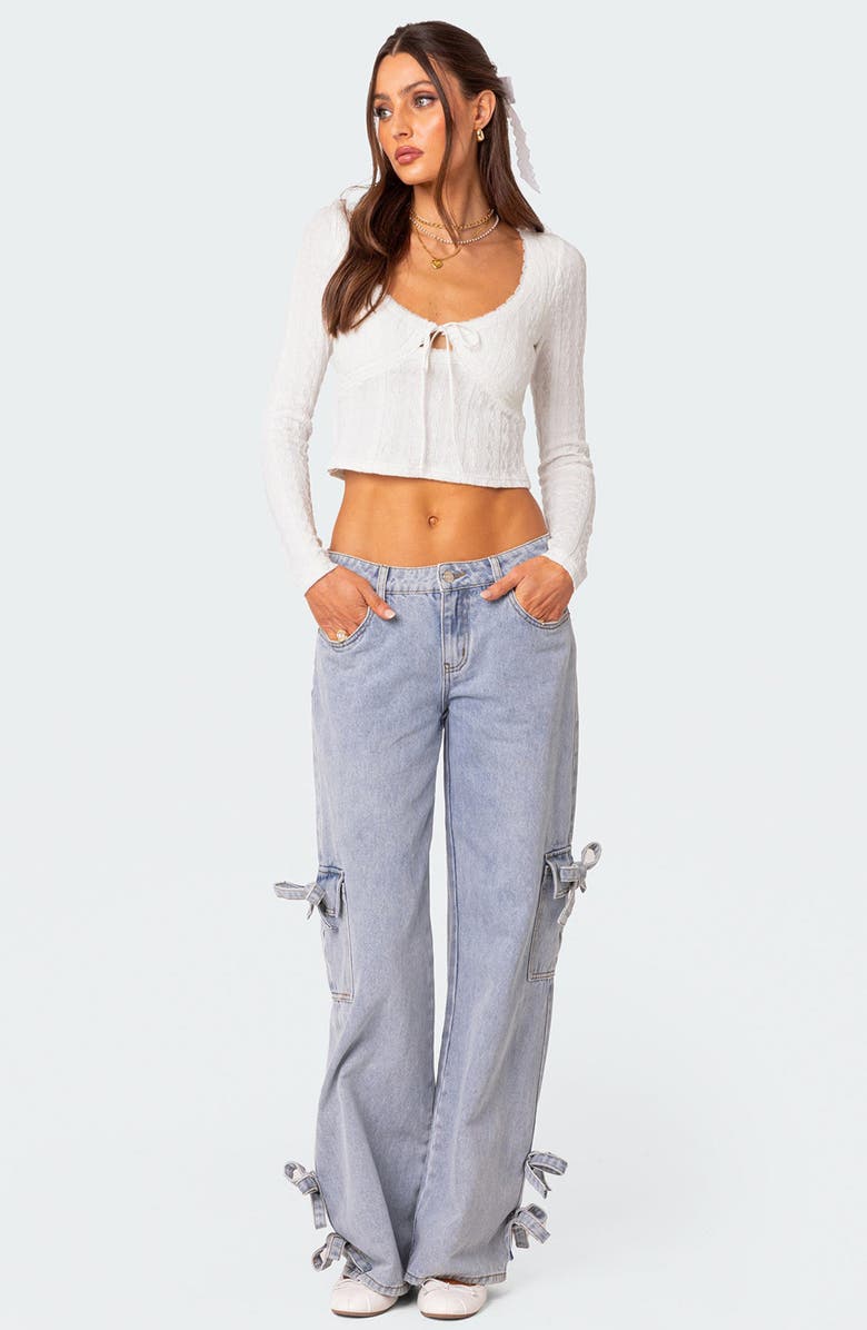 EDIKTED Lorey Lace Crop Top, Alternate, color, White