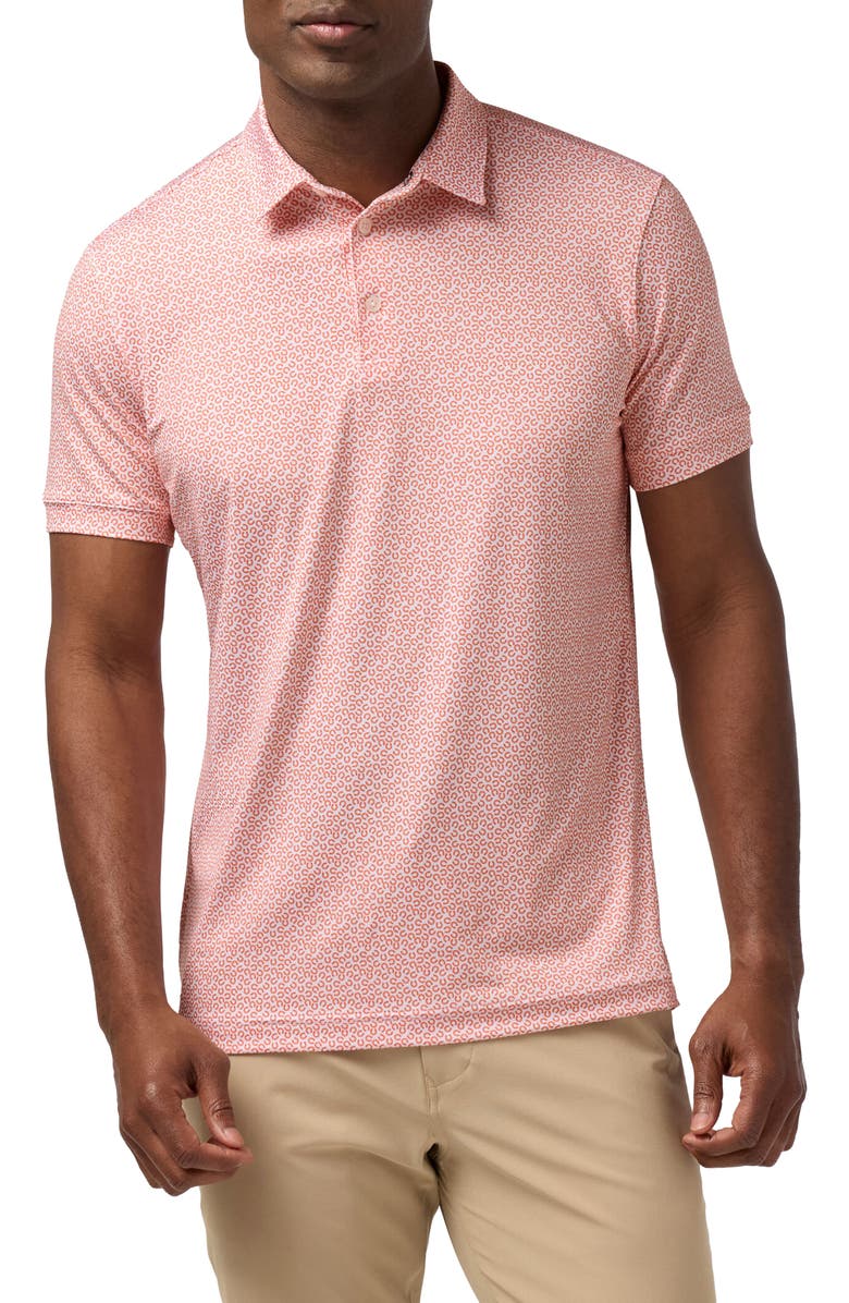 Mizzen+Main Versa Trim Fit Horseshoe Print Performance Polo, Main, color, Burnt Orange Lucky Toss