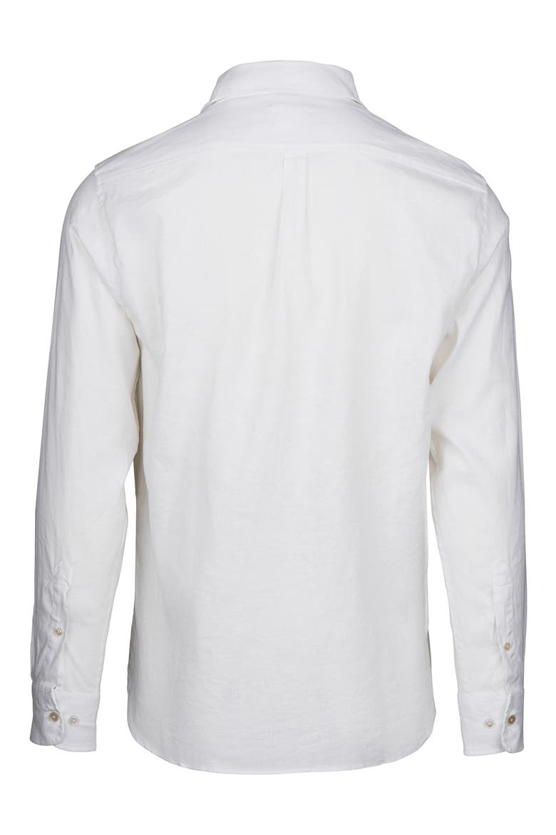 Santorini Stretch Linen & Cotton Button-Up Shirt, Alternate, color, WHITE