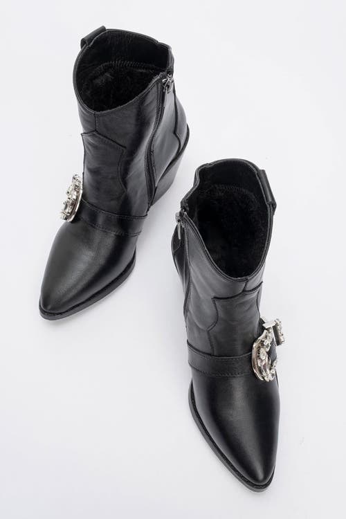 Forever & Always Shoes Any Leather Buckle Boot In Black