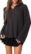EDIKTED Amour High Neck Oversize Half Zip Knit Pullover