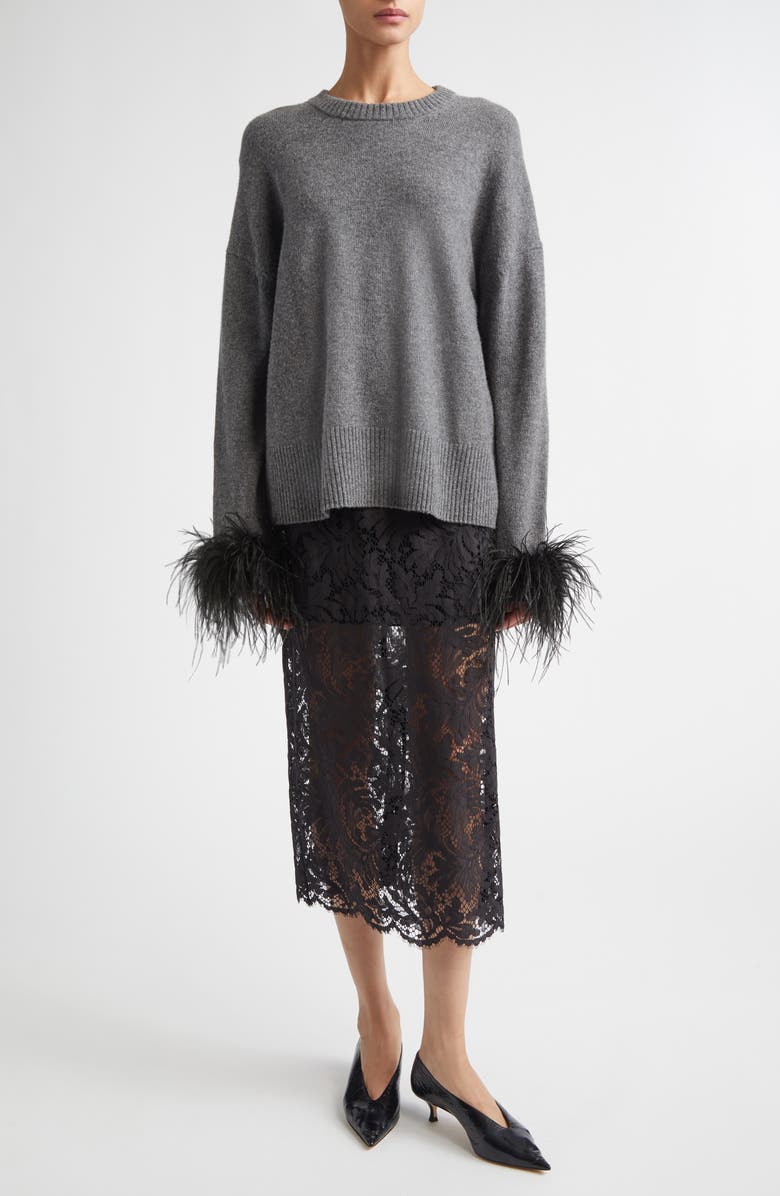 A.L.C. Wilda Feather Cuff Sweater, Alternate, color, Medium Heather Grey