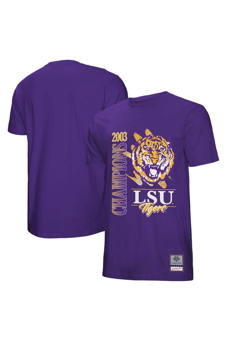 Men's Mitchell & Ness  Purple LSU Tigers Retro Brush Mineral Wash T-Shirt, Main, color, Purple