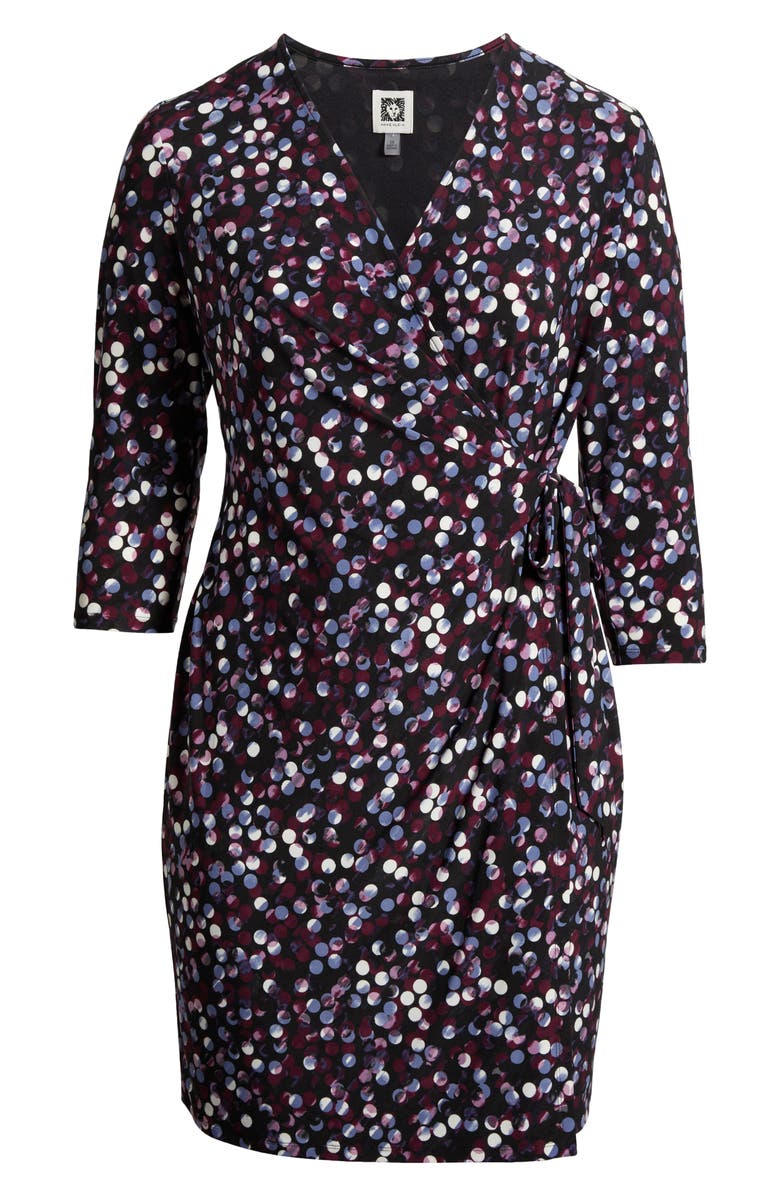Anne Klein Polka Dot Faux Wrap Dress, Alternate, color, 