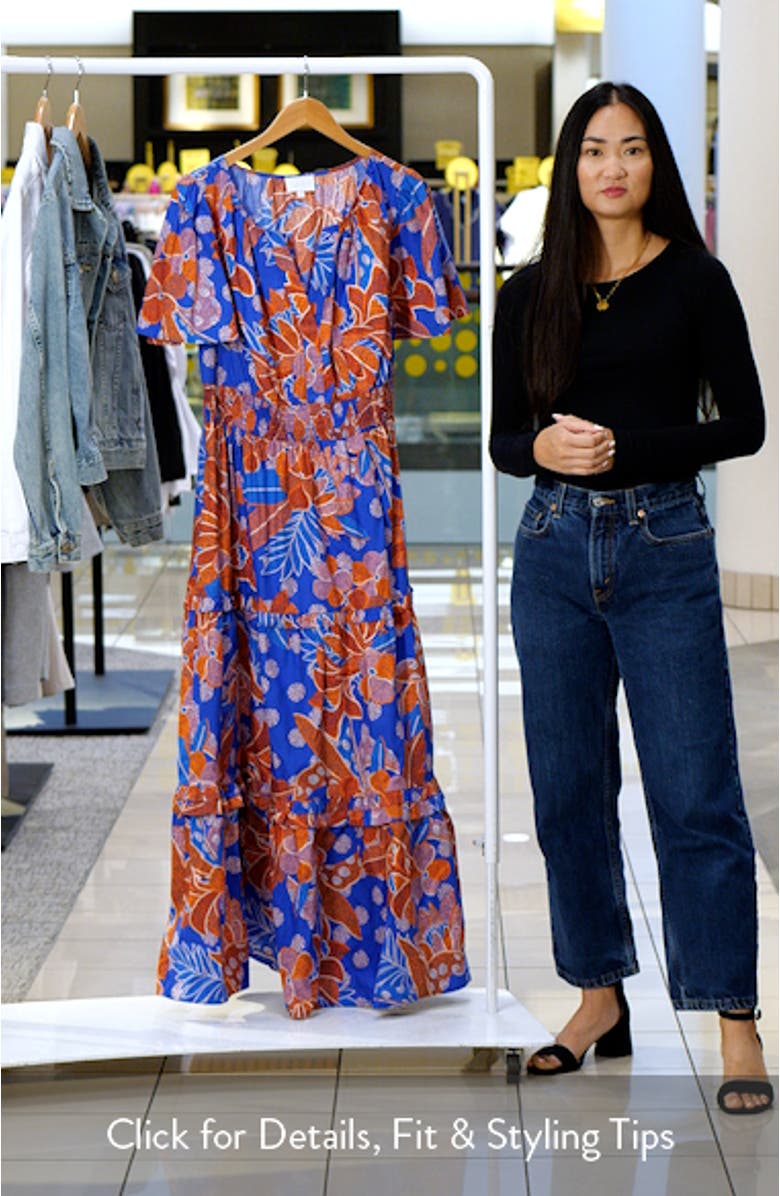 Amazonia Floral Tiere Cotton Maxi Dress, sales video thumbnail