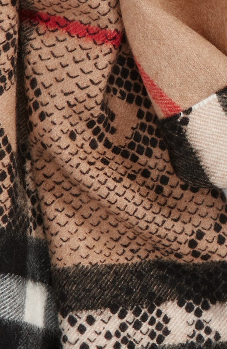 Burberry Check & Python Print Scarf, Alternate, color, 