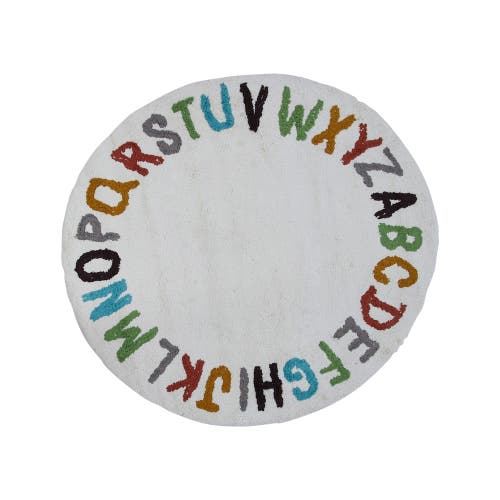 Storied Home Round Cotton Tufted Alphabet Rug, Multicolor