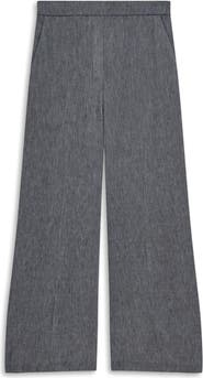 Theory Classic Straight Leg Linen Blend Pants